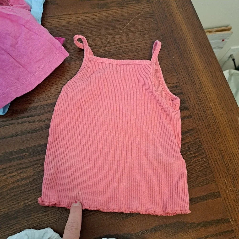 Lot 6 Old Navy Carters Toddler Girls Tops Tank Cami Ruffle Pink Blue 18M 2T